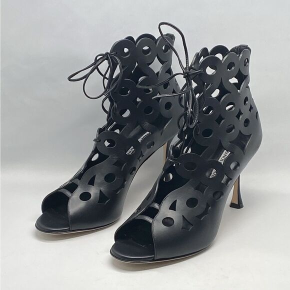 Manolo Blahnik Taralo 90MM Leather Booties size 41 - Picture 10 of 14